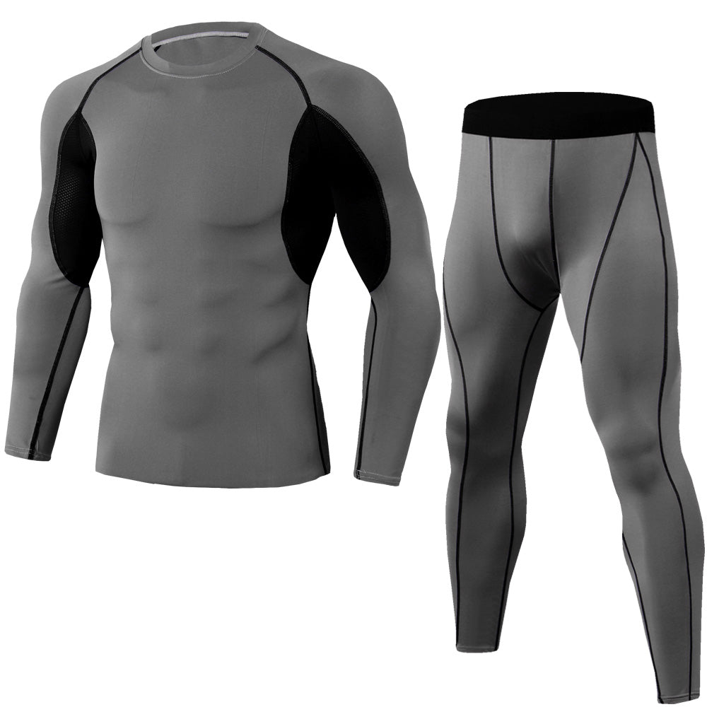 E2G Men's Compression 2-Piece Set-Grey