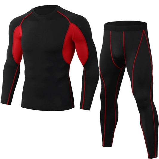E2G Men's Compression 2-Piece Set- Red/Black